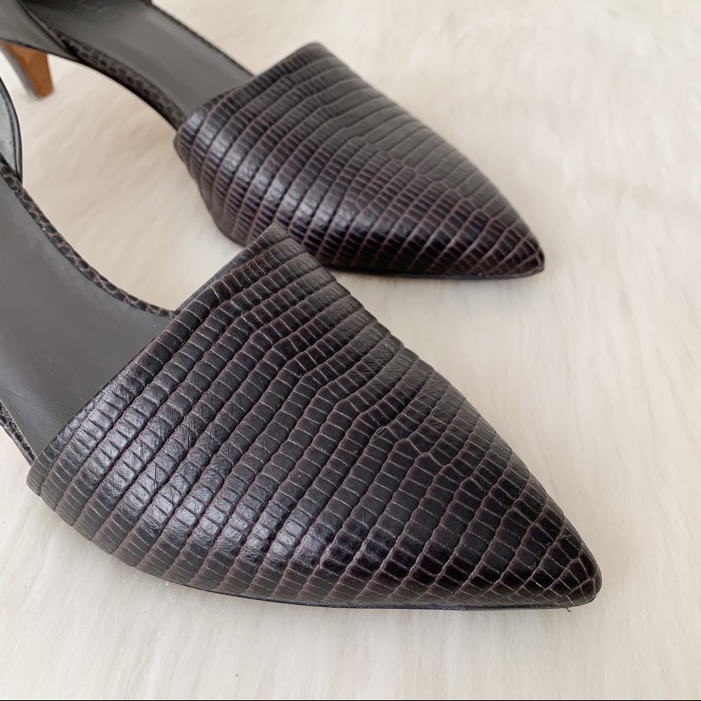 Vince Claire D’Orsay Heels in Croc Embossed Slate